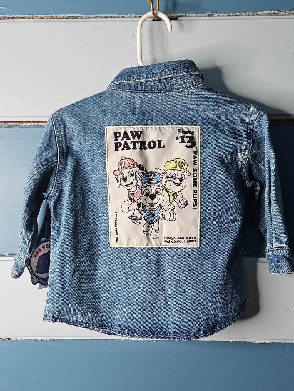 Paw Patrol Light Blue Denim Jacket with Character Patch 12 Month